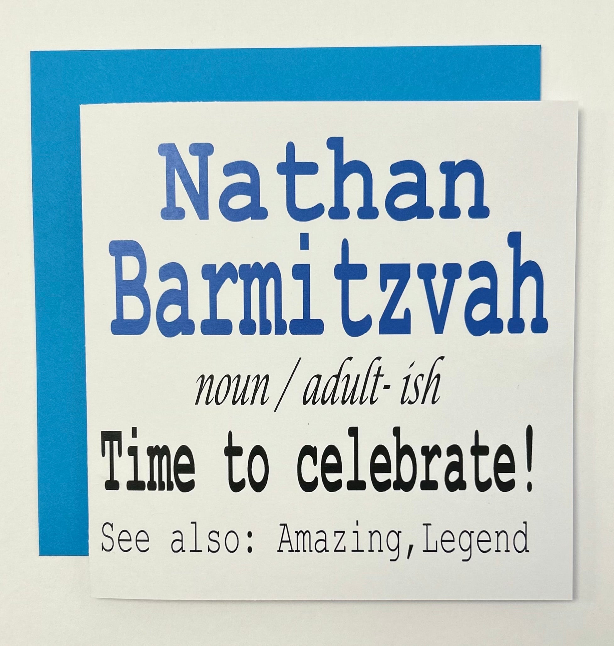 Personalise  [NAME] Time To Celebrate Barmitzvah Card